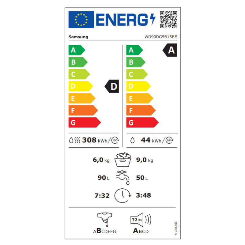Lavasecadora SAMSUNG WD90DG5B15BEEC 9/6K 1400RPM
